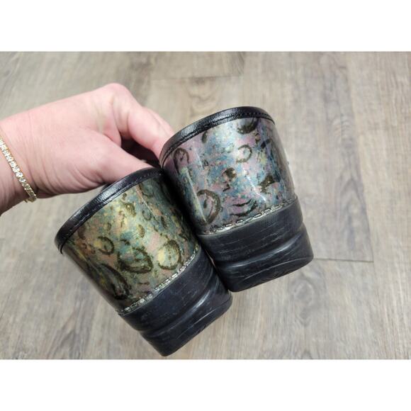 Dansko Waterdrop Design Blue Purple Clogs Size 38 - US 7/7.5 Slip On - Picture 4 of 8